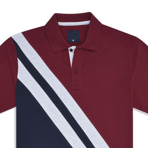 Men's 100% Cotton Casual Eco-Friendly Maroon Block Pique for Polo <b>Shirt</b> Solid Pattern with <b>Half</b> Sleeves <b>Buttons</b> Front Logo - Product Image 2