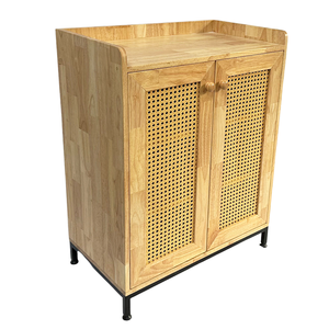 Modern KTB68119 Living Room Furniture <b>Console</b> Table Sideboard with Rattan Doors and Iron Base Decorative Cabinet for Home Use - Product Image 1