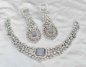 Ensemble de collier CZ coupe étoile de qualité supérieure pour les femmes AD bijoux collier d'usure minimale de luxe avec boucles d'oreilles ensemble de vêtements de fête - Product Image 2