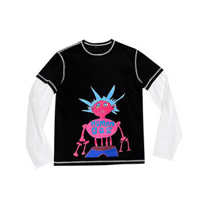 Patch personnalisé en détresse T-shirt double couche à décoloration au soleil Unisexe Poids lourd GSM 100% Coton Lavage à l'acide T-shirts à manches longues - Product Image 2