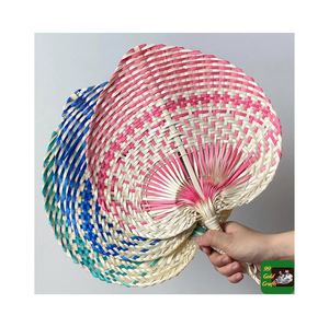 Abanico de bambú tejido de nueva tendencia, abanico de mano con forma de hojas de palma blanca, Mini abanicos pequeños, juegos de regalos y manualidades de mano - Product Image 4