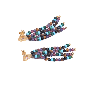 Boucles d'oreilles pendantes plaquées rhodium à la mode ensemble de bijoux avec pierres précieuses en cristal d'améthyste turquoise pour cadeau de mariage pour femme - Product Image 1