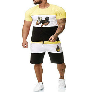 2023 hommes de haute qualité été décontracté Sport ensembles personnalisé imprimé à manches courtes t-shirt sweat Shorts solide deux pièces tenue pour - Product Image 2