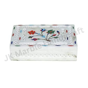 Caja de recuerdo con incrustaciones de mármol lujosa hecha a mano, diseño geométrico Vintage para joyería y regalos - Product Image 4