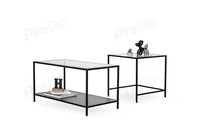 Ensemble de tables basses carrées en métal modernes avec hauteur réglable, design minimaliste, meubles de salon