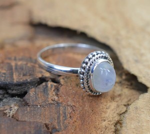 Bague de mariage en pierre de lune bleue solide en argent Sterling 925 fait à la main ovale arc-en-ciel pierre précieuse 14K métal pureté lunette réglage fête - Product Image 3