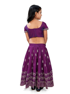 Shoryam Fashion <b>Girls</b> <b>Purple</b> Embroidered Lehenga Choli | Kids Party Ethnic <b>Dress</b> Scalloped Border Floor-Length Ghagra Choli - Product Image 3