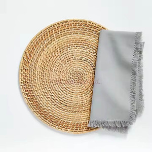 Eco Friendly Square Boho Rattan Mimbre 10mm de espesor Manteles individuales de mesa Diseño personalizado Bajo MOQ - Product Image 3