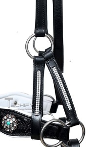 Brida de cuero sin bocado para caballo, tipo sidepull, para doma y equitación western, con pechopetral, equipo y accesorios para caballo - Product Image 4