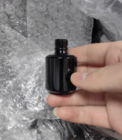 Flacon de vernis à ongles transparent vide de 15 ml, en verre ambré, avec bouchon noir anti-lumière, protection UV, vente en gros