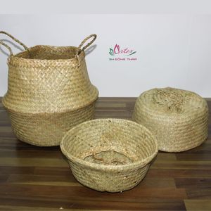 Decorative Eco-friendly Natural Palm Leaf <b>Storage</b> <b>Baskets</b> for Home Organization - Product Image 2