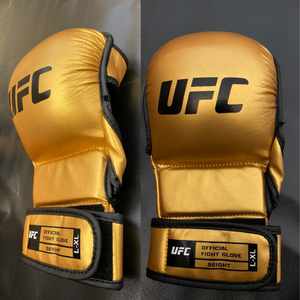 Guantes de Grappling UFC MMA guantes dorados de cuero genuino profesional de calidad superior para MuayThai artes marciales desgaste envío gratis - Product Image 5