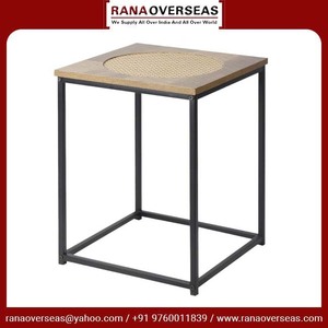Madera superior natural moderna de alta calidad con marco de metal negro Mesa central Enorme mesa auxiliar a pedido Uso para oficina a buen precio - Product Image 6