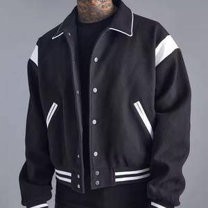 Veste universitaire sur mesure OEM ODM en gros pour hommes et femmes, logo brodé, manches en cuir PU, style baseball, bomber, vêtements d'extérieur tendance - Product Image 1