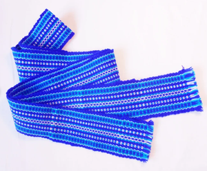 Cinturón Tejido Ucraniano Hecho a Mano, Faja Eslava Cosaca, Cinturón Azul y Blanco, Cinturón Unisex para Jeans - Product Image 3