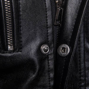 Chaqueta de piel de oveja con cuello levantado de longitud media de estilo sofisticado Premium para hombre, chaqueta con calefacción para motocicleta al aire libre para invierno - Product Image 5