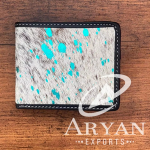 ออกแบบใหม่ของแท้หนังหรูหรากระเป๋าสตางค์ผมบนหนัง Cowhide โลหะผู้ชาย Bi-fold กระเป๋าสตางค์ผู้ถือบัตรของขวัญเงินสดสําหรับเขา - Product Image 1