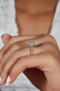 Double Claw Prong 4.15 Ct Radiant Cut <b>Moissanite</b> Hidden Halo Elongated Crushed Ice Diamond <b>Ring</b> Sparkling Bridal <b>Ring</b> for Her - Product Image 4
