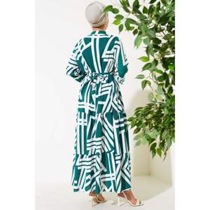 เดรสลายทางสีเขียววิสคอส - Product Image 3