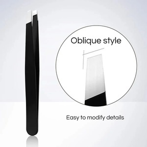 Pince à épiler à sourcils noire en acier inoxydable Outil de beauté à pointe plate pour l'épilation des cils et des poils incarnés - Product Image 5