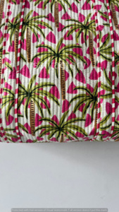 Bolsa de Algodón Acolchada de Palma Tropical Hecha a Mano Ecológica para Bolsa de Viaje Rosa Cierre Abierto Verano Vacaciones Playa Shopper Regalo - Product Image 5