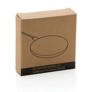 Caricatore Wireless 5W Eco-Friendly in Bambù, Gadget per Forniture da Ufficio - Product Image 5