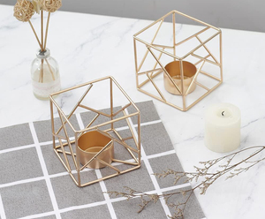 Luxurious Nordic Modern <b>Gold</b> Metal <b>Candle</b> Holder Best Quality Square Shape Candlestick Stand for Home Decoration for Decor - Product Image 2