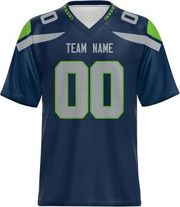 Camiseta de Fútbol Americano Personalizada para Hombre, Color Azul Marino, Cuello en V, Manga Corta, Malla Sublimada, Nombre del Equipo y Número 00 - Product Image 4