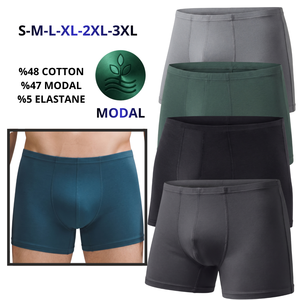 Calzoncillos bóxer de punto de algodón modal para hombre, transpirables, de tiro medio, lisos, con logo en la cintura - Product Image 1