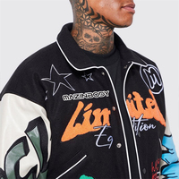 Veste en cuir brodée personnalisée pour homme grande taille, style Letterman, streetwear, col carré, manteau bomber, vestes universitaires pour homme