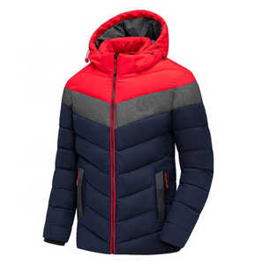 100%Polyester Winter Cotton <b>Padded</b> Puffer <b>Jacket</b> Latest Design <b>Padded</b> Outdoor <b>Hooded</b> Three Tone Waterproof Puffer <b>Jacket</b> for Men - Product Image 1