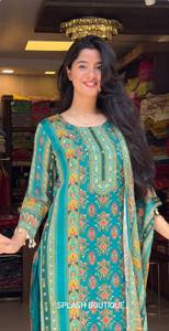 ชุดสูท Salwar Kameez พิมพ์ลายดิจิทัลมาใหม่พร้อมกระจกหนาพิมพ์ลายแฟนซีสำหรับงานปาร์ตี้งานแต่งงาน - Product Image 4