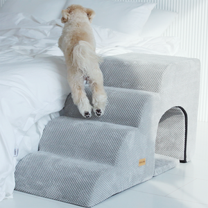 [AllmioPet] Escalier pour animaux de compagnie 3 en 1 de style grotte, 4 marches, gris AMP C4 GR, escalier pour chien, chat, chiot, chaton, pour canapé, lit, meubles - Product Image 3