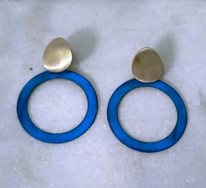 PPWder pintado a mano círculo azul pátina recubierta Multicolor antiguo diseño elegante pendientes y brazaletes de fiesta de moda - Product Image 2