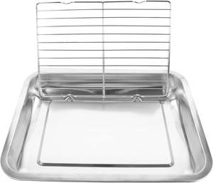 2 jeux de bacs d'égouttage en acier inoxydable Plateau de service pour aliments Plateau pour collations Conteneurs en acier inoxydable Plateaux pour fruits Cont - Product Image 4