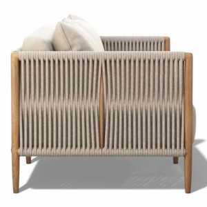 Fauteuil d'appoint en corde tressée, minimaliste, en teck, écologique, fauteuil individuel en tissu, salon, centre commercial, hôtel, villa - Product Image 3