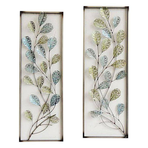 Style indien moderne abstrait arbre feuille conception longue durée décoratif mur Vase pour la maison Vertical Antique noir fer mur Art - Product Image 1