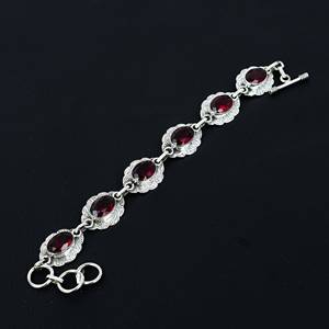 Bracelets en argent sterling 925 grenat rouge indien faits à la main Bracelets de bijoux pour cadeaux de Thanksgiving pour ses bijoux de créateur - Product Image 2