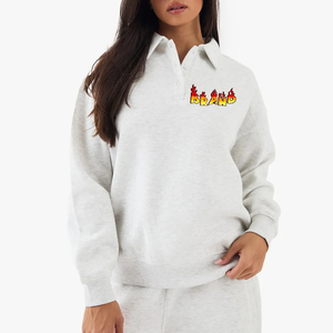 OEM/ODM 100% coton col surdimensionné bas du cou sweat-shirt femme personnalisé sérigraphié Logo Streetwear dames sweat-shirt - Product Image 1