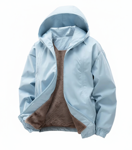 Men's Size 3XL Canvas Waterproof Windproof Zipper Solid <b>Soft</b> <b>Shell</b> Casual Loose <b>Hooded</b> Stand Collar Bomber Front OEM Service - Product Image 1