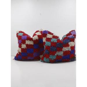 Funda de Almohada Marroquí Hecha a Mano, Funda de Cojín Tradicional Bereber, Cojín Decorativo Boho para Sofá, Almohada Decorativa de Algodón para el Hogar - Product Image 1