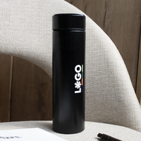 Termo Ecológico de Lujo Sostenible de 500 ml, de Acero Inoxidable Negro, Personalizable con Serigrafía, Juego de Regalo Promocional