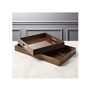 Plateau à dessert de table classique en bois d'acacia de qualité supérieure avec finition en bois brun naturel Plateau rectangulaire pour les fournisseurs de cuisine à domicile - Product Image 5