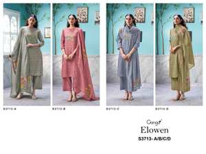 Colección de Salwar Kameez de Algodón Satinado Premium Ganga para Mujer, Estilo Indio Pakistaní, para Fiestas, con Estampado Hecho a Mano, Secado Rápido, Venta al por Mayor - Product Image 5