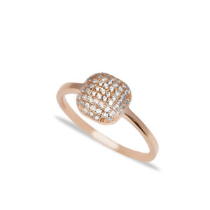 Minimalist Square CZ Design Rhodium Plated Wedding <b>Ring</b> Handcrafted <b>Dainty</b> 925 Sterling Silver Turkish Jewelry - Product Image 6