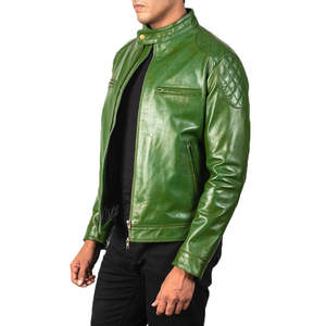 Veste en cuir d'hiver pour homme de qualité supérieure, col montant, longue, en cuir véritable, logo personnalisé, style streetwear élégant - Product Image 5