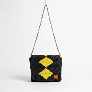 Sac enveloppe au crochet à motif géométrique, style bohème, bandoulière unique, fermeture à bouton, pour toutes les saisons, usage quotidien - Product Image 5
