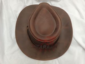 Chapeau de cowboy en cuir marron vieilli, fait main, style western, à large bord, pour homme, idéal pour la randonnée et l'équitation - Vente chaude en gros - Product Image 5
