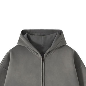 100% algodón invierno liso teñido ácido lavado Zip Up sudaderas con capucha para hombres completamente personalizado hombres peso pesado polar cremallera Sudadera con capucha - Product Image 4
