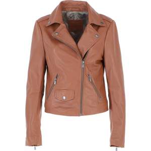 Veste en cuir pour femme, style motard, 100% polyester, écologique, style vintage, hiver, logo personnalisé - Product Image 1